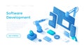 Software Development programming, engineering, coding. Testing and bug fixing. Creating new applications, programs, frameworks. Royalty Free Stock Photo