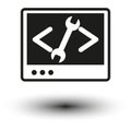 Software development and programming icon. Coding tools on screen. Web development concept. Vector illustration. EPS 10.