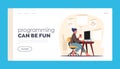 Software Development, Programming Landing Page Template. Woman Programmer Make Site or Web Interface Project Royalty Free Stock Photo