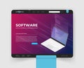 Software development and programming, program code on laptop screen, big data processing, computing isometric Royalty Free Stock Photo