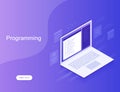 Software development and programming, program code on laptop screen, big data processing. Modern vector illustration Royalty Free Stock Photo