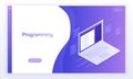Software development and programming, program code on laptop screen, big data processing. Modern vector illustration Royalty Free Stock Photo