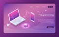 Software development and programming, program code on laptop screen, big data processing Royalty Free Stock Photo