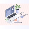 Software development and programming.Programmer coding binary computer isometric vector flat illustration Royalty Free Stock Photo
