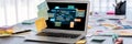 Software development or programming work with coding screen brisk Royalty Free Stock Photo