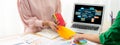 Software development or programming work with coding screen brisk Royalty Free Stock Photo