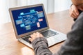 Software development or programming work with coding screen brisk Royalty Free Stock Photo