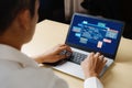 Software development or programming work with coding screen brisk Royalty Free Stock Photo