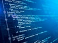Software development, source code, Computer script concept. Programming code abstract screen