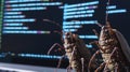 A software development studio where bugs take physical form as impossible creatures debugged by coders Royalty Free Stock Photo