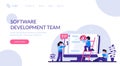 Software development team concept. People configure the application. Back end development. Software development process