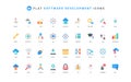 Software development, team work on digital project and code, productivity color icon set Royalty Free Stock Photo