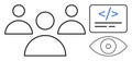 Coding Community Collaboration and Online Security Concept with People, Code Snippet, and Eye Icon Royalty Free Stock Photo