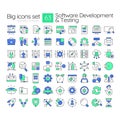 Software development and testing line color icons set Royalty Free Stock Photo