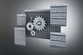 Software development tools with cogwheels and interface elements. Educational technology concept. Royalty Free Stock Photo