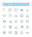 Software development vector line icons set. Software, Development, Programming, Coding, Algorithm, Architecture Royalty Free Stock Photo