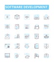 Software development vector line icons set. Software, Development, Programming, Coding, Algorithm, Architecture Royalty Free Stock Photo