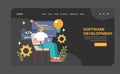 Software development web banner or landing page dark or night mode Royalty Free Stock Photo