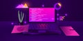 Software development, web coding on laptop. Programming concept. Website design, coding. Remote work in home Royalty Free Stock Photo