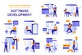 Software development web concept with people scenes set Royalty Free Stock Photo