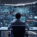 Software engineer developing global network security system Royalty Free Stock Photo