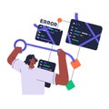 Software engineer fix error in code, concept. Coder, programmer search solution for problem in develop program, database Royalty Free Stock Photo