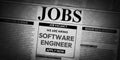 Software Engineer hiring poster in the newspaper style, job posting and recruiting concept backdrop Royalty Free Stock Photo