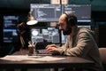 Software engineer typing code and creating algorithm Royalty Free Stock Photo