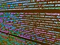 Software engineer at work. Abstract screen of software. Abstract computer script about big data and blockchain database. Modern Royalty Free Stock Photo