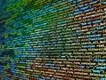 Software engineer at work. Abstract screen of web developer. Shallow Depth of Field effect. Modern technologies, web cascading Royalty Free Stock Photo