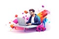 Software engineer during the work 3d colorful illustration - Generative AI. Royalty Free Stock Photo