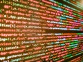 Software engineer at work. Digital binary data on computer screen. Programming source code abstract screen of software developer. Royalty Free Stock Photo