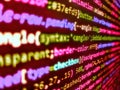 Monitor closeup of function source code. Source code close-up. Abstract screen of web developer. Information technology website Royalty Free Stock Photo