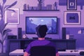 Software engineer creating new software from home using a computer and keyboard Royalty Free Stock Photo