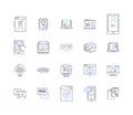 Software engineering line icons collection. Code, Debugging, Testing, Algorithms, Design, Automation, Optimization