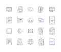 Software engineering line icons collection. Development, Algorithms, Debugging, Coding, Database, Architecture, Cloud Royalty Free Stock Photo