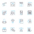 Software engineering linear icons set. Coding, Algorithms, Testing, Deployment, Documentation, Refactoring, Architecture
