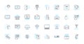 Software engineering linear icons set. Coding, Algorithms, Testing, Deployment, Documentation, Refactoring, Architecture