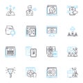 Software engineering linear icons set. Coding, Debugging, Programming, Algorithms, Architecture, Development, Testing Royalty Free Stock Photo