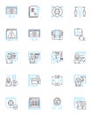 Software engineering linear icons set. Development, Programming, Testing, Debugging, Designing, Architecture, Agile line