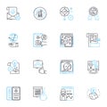 Software engineering linear icons set. Development, Programming, Testing, Debugging, Designing, Architecture, Agile line