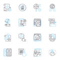 Software engineering linear icons set. Development, Programming, Testing, Debugging, Designing, Architecture, Agile line Royalty Free Stock Photo