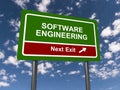 software engineering next exit traffic sign on blue sky Royalty Free Stock Photo