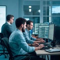 Software engineers programmers analyze HTML code and databases. Royalty Free Stock Photo