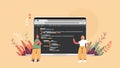 Software engineers programmers working on project using laptop developing coding programming concept Royalty Free Stock Photo