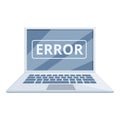 Software error laptop repair icon, cartoon style