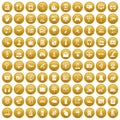 100 software icons set gold Royalty Free Stock Photo