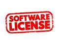 Software License - legal instrument governing the use or redistribution of software, text stamp concept for presentations and