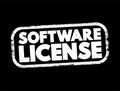 Software License - legal instrument governing the use or redistribution of software, text stamp concept for presentations and
