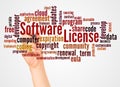 Software License word cloud and hand with marker concept